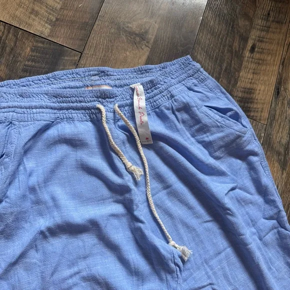 Casual Light Blue Gauzey Drawstring Pants - Picture 2 of 5